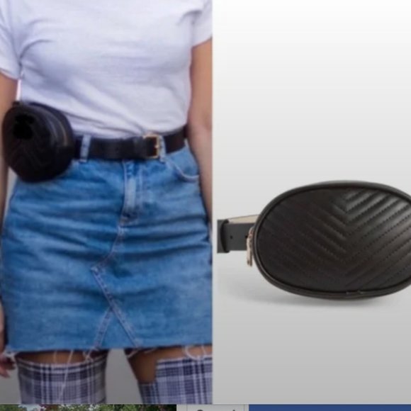 Steve Madden Black Chevron Belt Bag New - Picture 2 of 13